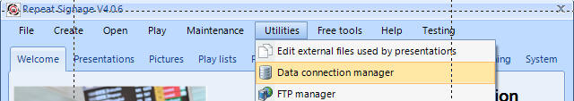 Repeat Signage data connection manager