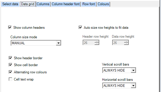 Data grid general options