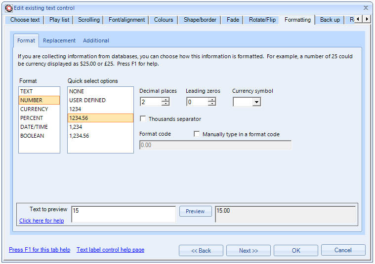 Example edit existing text control