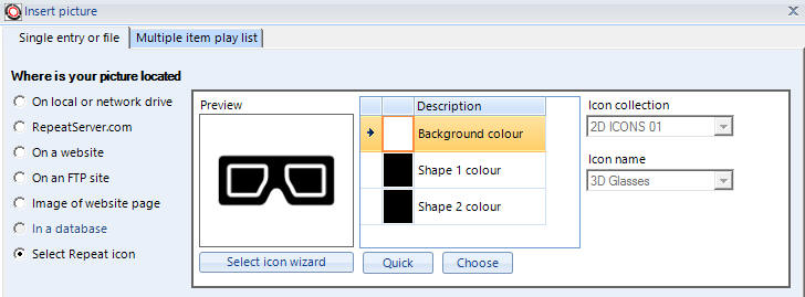 Choosing Repeat Icons