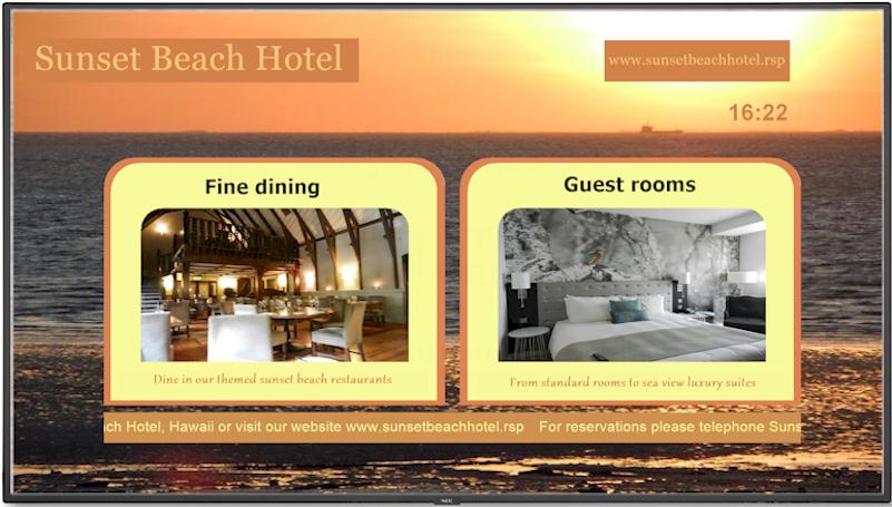 Digital signage promotes hotel services