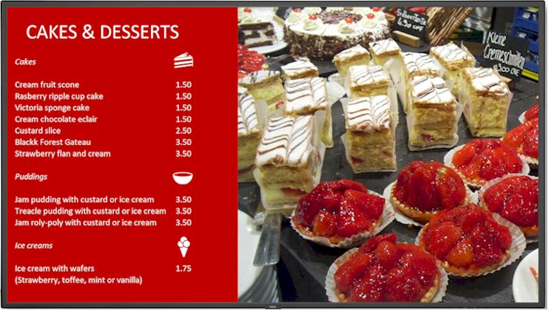 Digital signage for cafes restaurants takeaways bakeries and sandwich shops