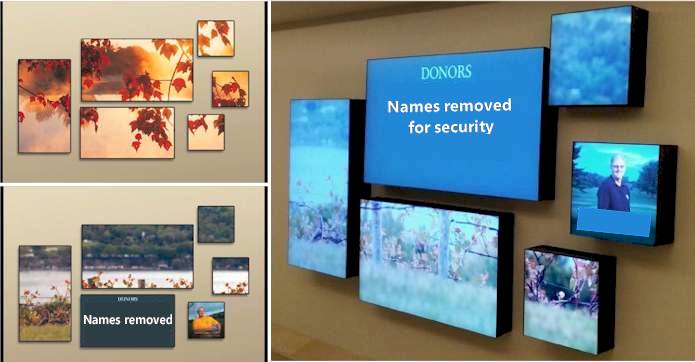Repeat Signage Media Wall software for hospital donor walls