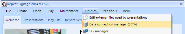 Repeat Signage data connection manager