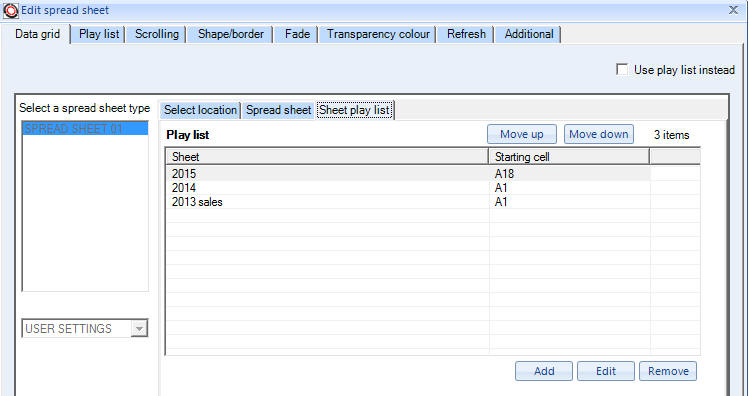 Editing your spreadsheet in Repeat Signage software