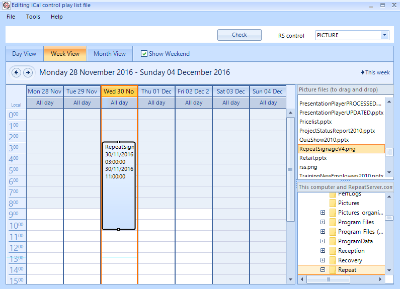 Create an iCal screen