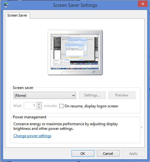 Windows screen saver settings