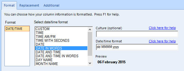 Column data formatting in Repeat Signage software