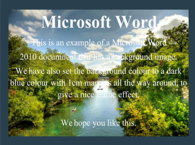 Example Word document with background image