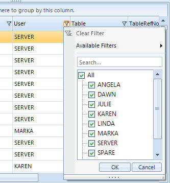 Filtering database information