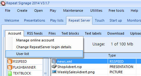 Repeat Server tab user list