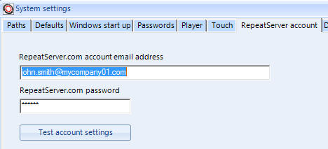 RepeatServer account email address screen