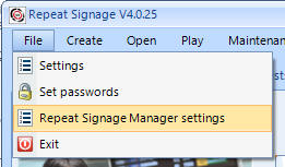 Repeat Signage Manager options