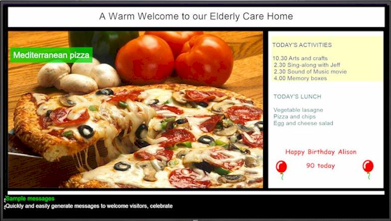 Digital signage solutions for care centres and nursing homes